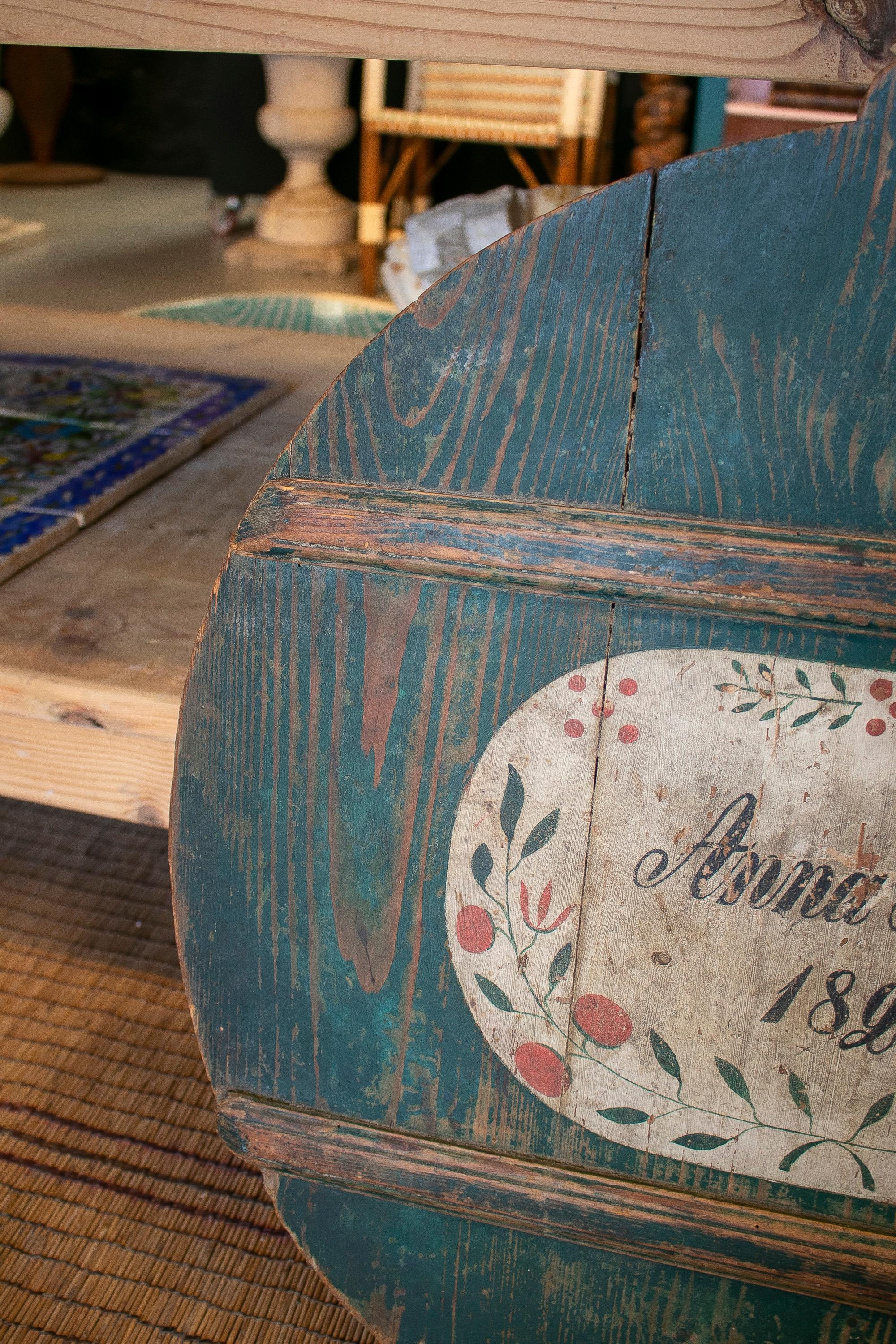 1820s German Hand Painted Wooden Cheese Tray Named & Dated For Sale 1