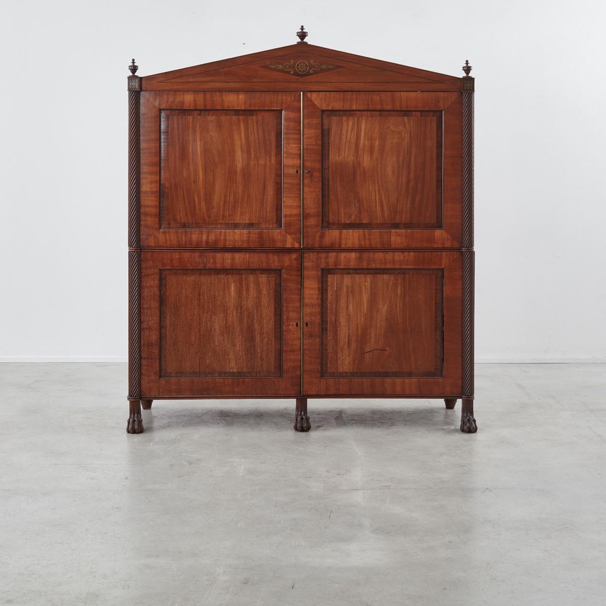 Wood 1820s German Mahogany Wardrobe with Classical Motifs For Sale