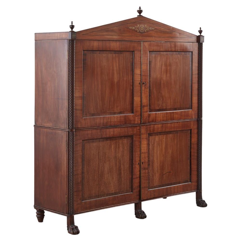 1820s German Mahogany Wardrobe with Classical Motifs For Sale