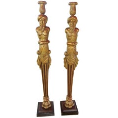 1820s Gilded Candlestick Out of Wood