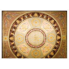 1820s Green Large-Scale Floral Woven Formal Neoclassical French Savonnerie Rug