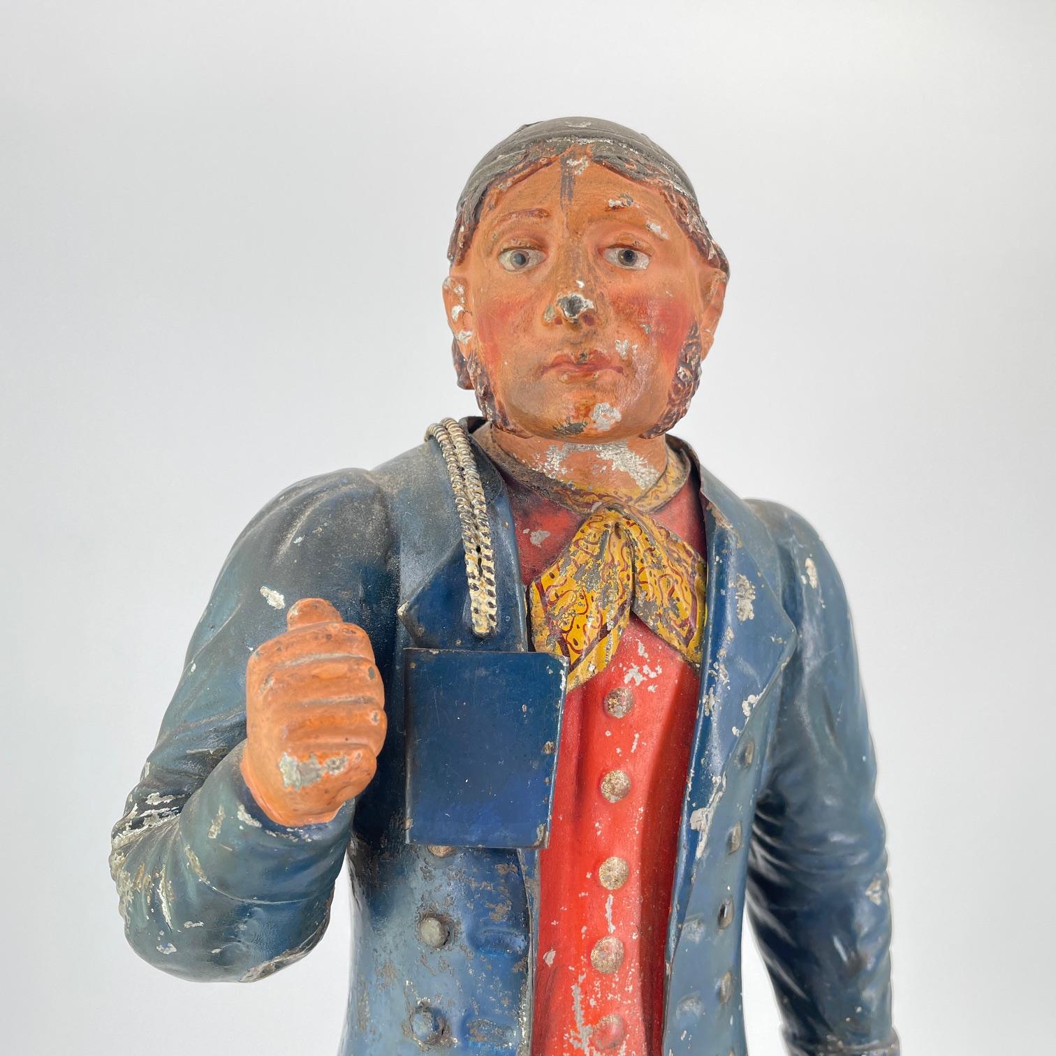 1820s Tyrolean Tole Polychrome-Painted Tin Man Colonial Gentleman Figure For Sale 3