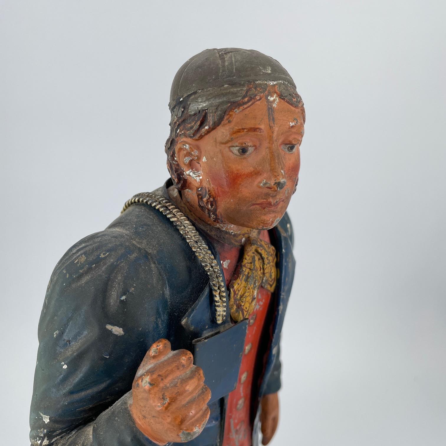 1820s Tyrolean Tole Polychrome-Painted Tin Man Colonial Gentleman Figure For Sale 5