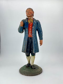 1820s Tyrolean Tole Polychrome-Painted Tin Man Colonial Gentleman Figure