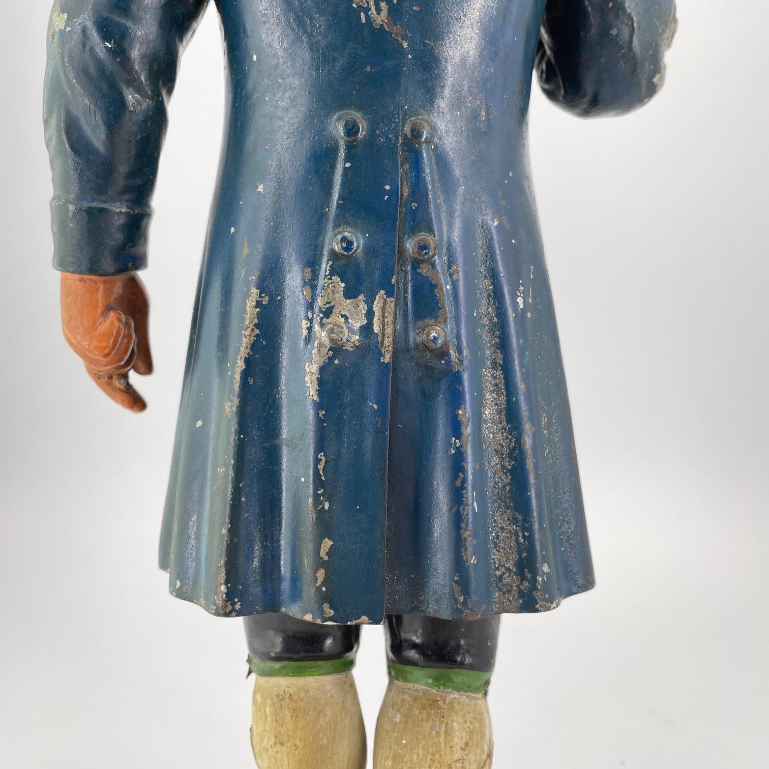 1820s Tyrolean Tole Polychrome-Painted Tin Man Colonial Gentleman Figure For Sale 1