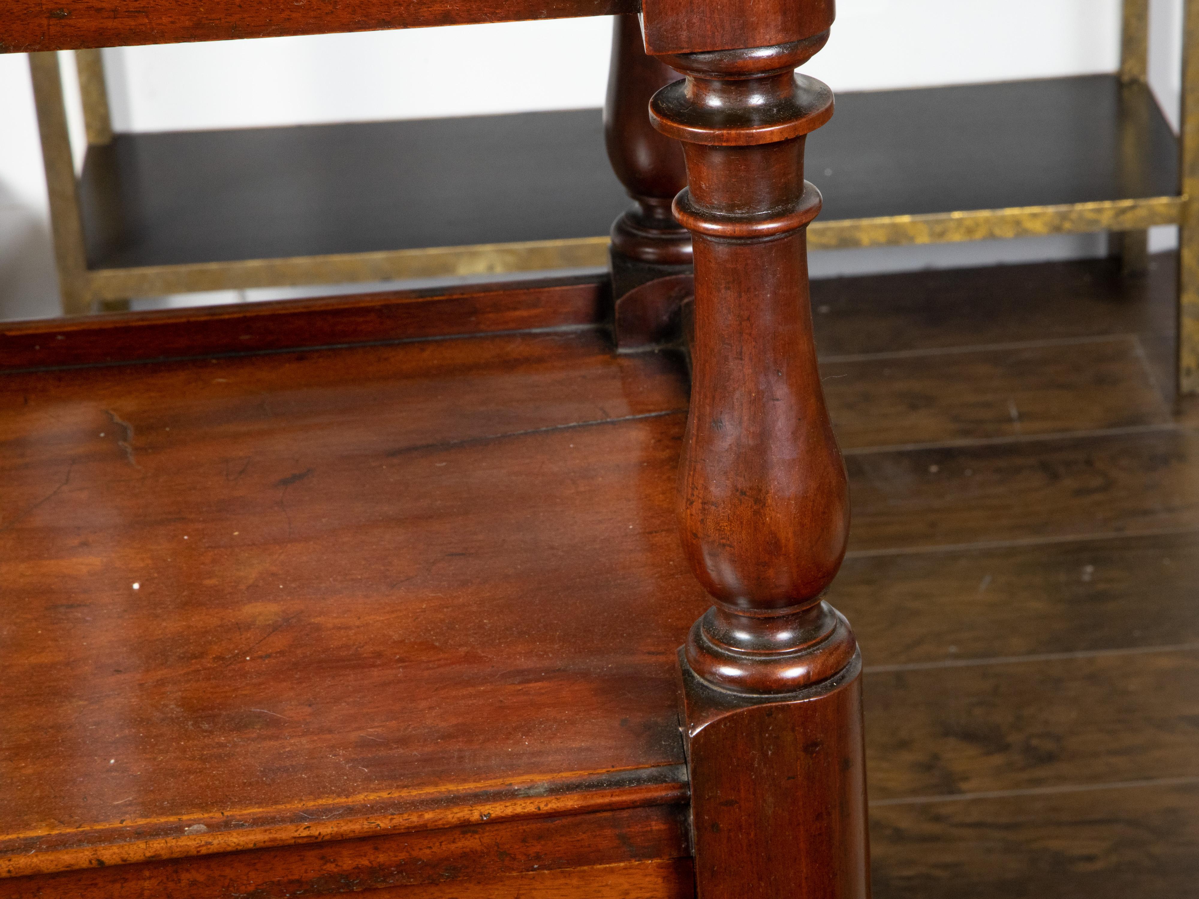 1820s Mahogany English Trolley on Casters with Open Shelves and Two Drawers For Sale 5