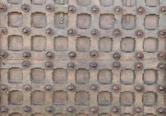 1820s Metal Studded Geometric Pattern Solid Teak Wood Ceiling from a Temple