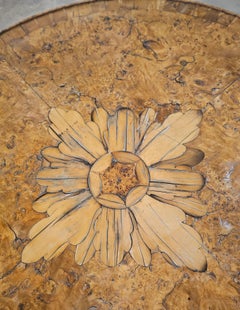 1820s Biedermeier Brass Mounted Carelian Birch and Marquetry Center Table