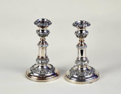 1820s Pair of English Georgian Old Sheffield Plate Telescopic Candlesticks