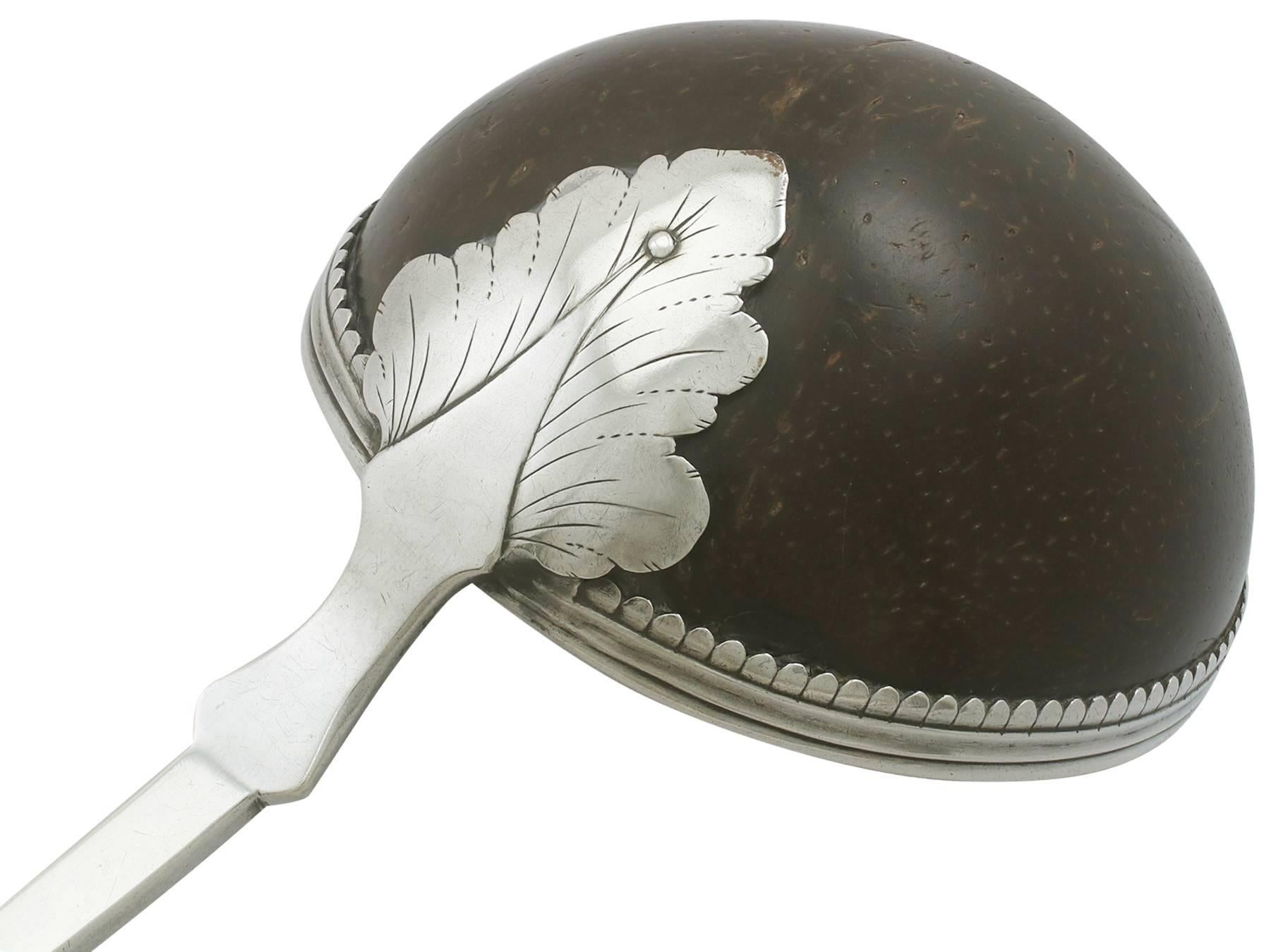 Early 19th Century 1820s Russian Silver Mounted Coconut Ladle
