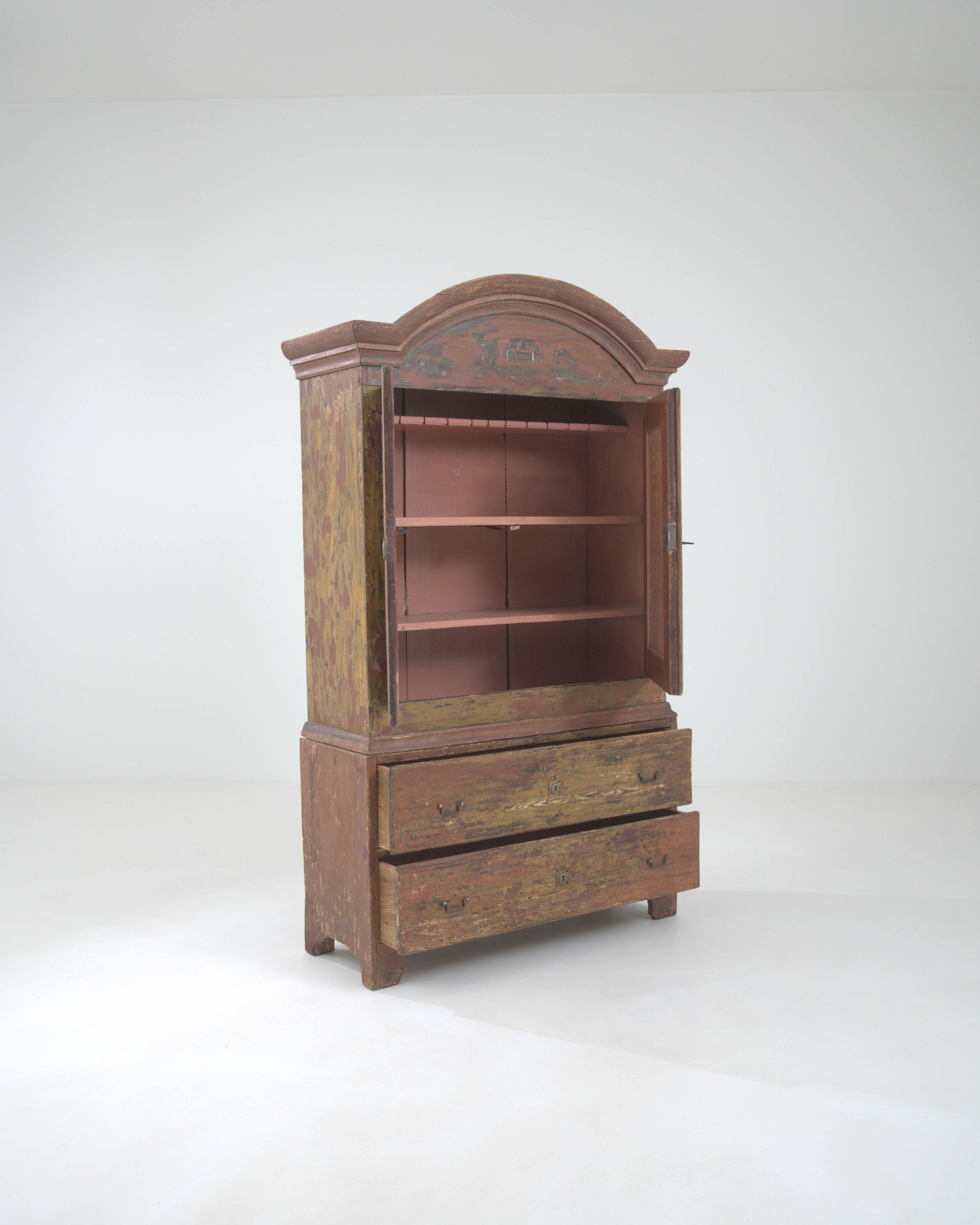 1820s Swedish Wood Patinated Red Cabinet For Sale 1