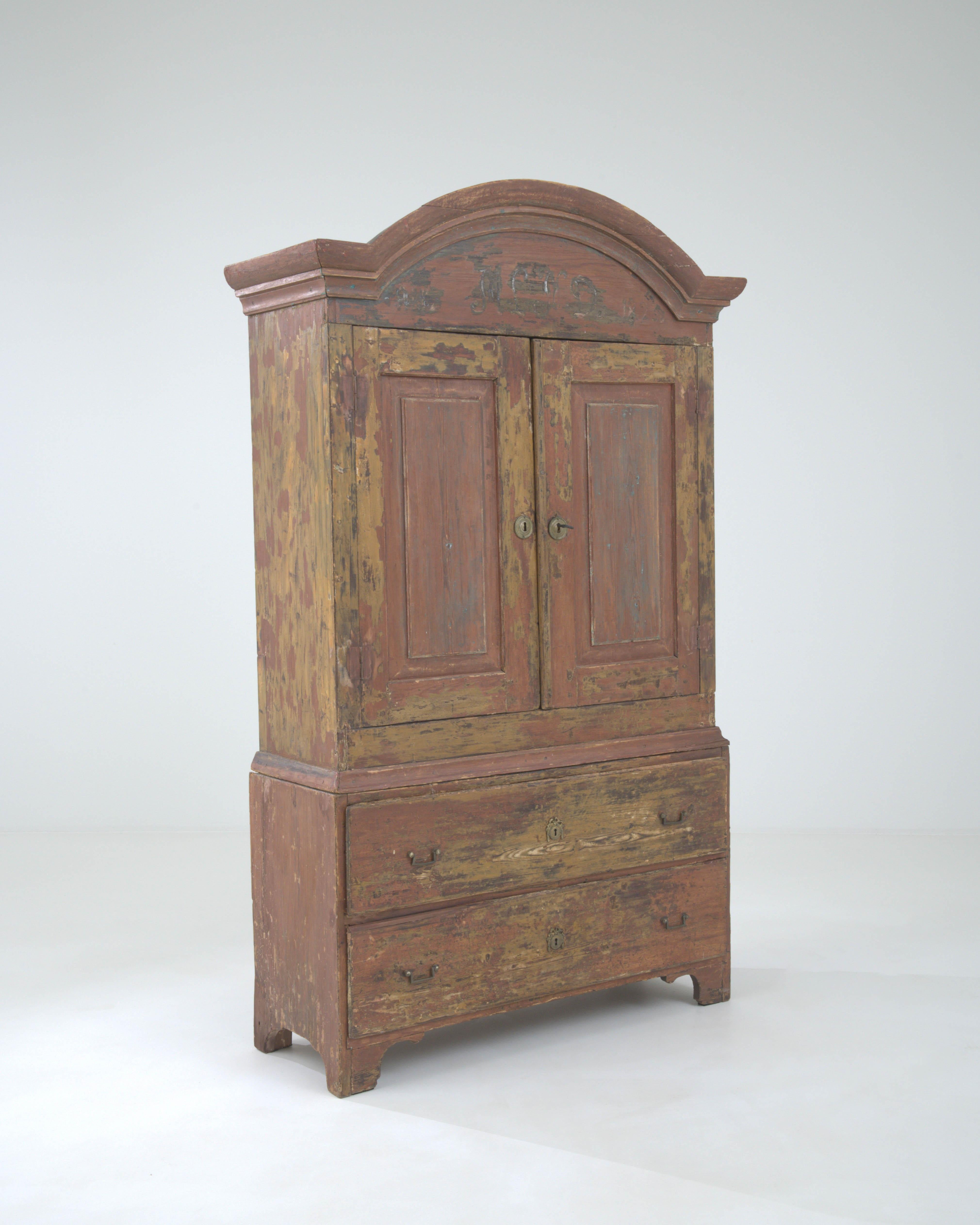 1820s Swedish Wood Patinated Red Cabinet For Sale 3
