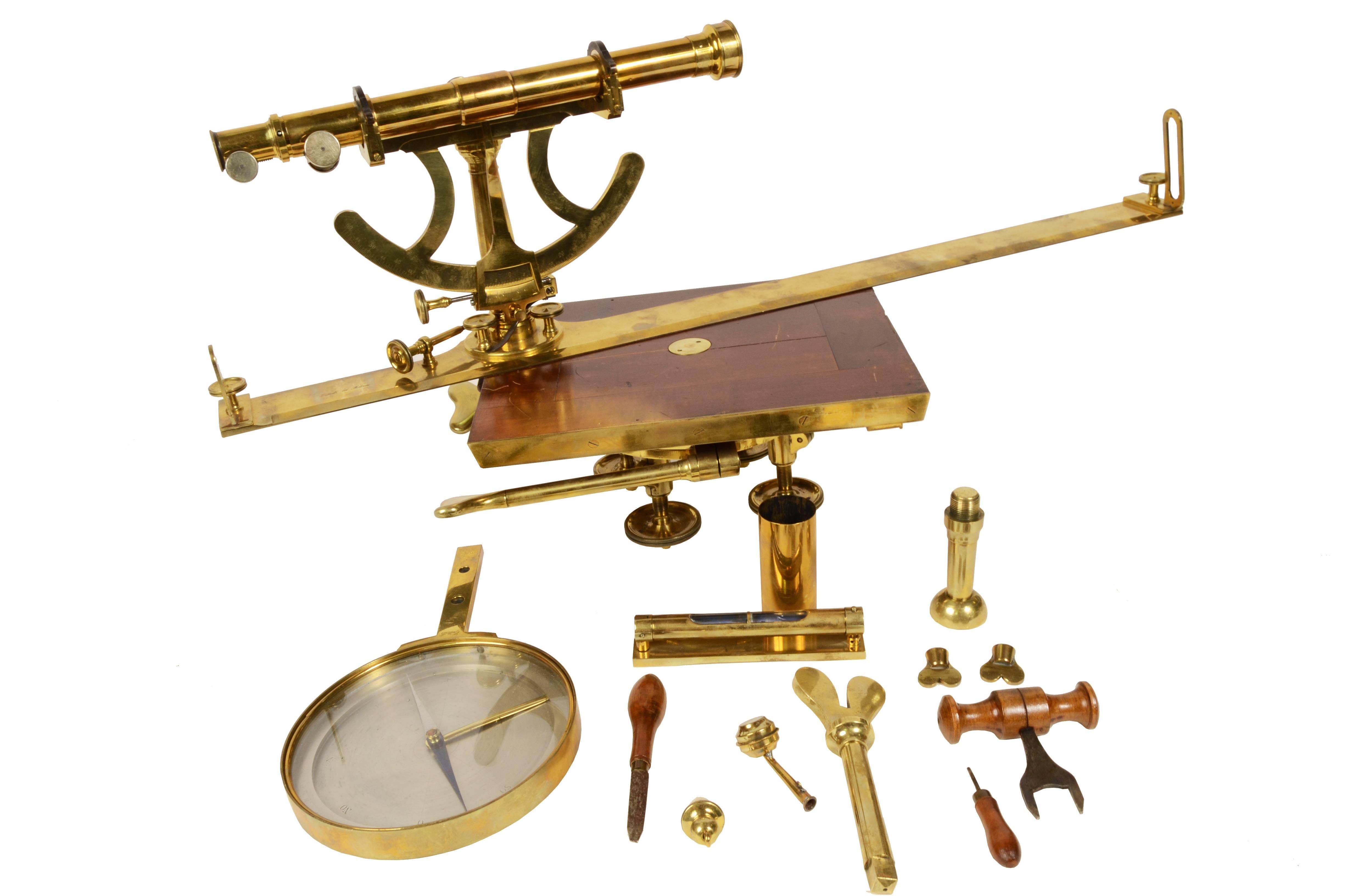 1820s Rare Cittelli Milan Brass Wood Praetorian Tablet Antique Surveyor Tool 4