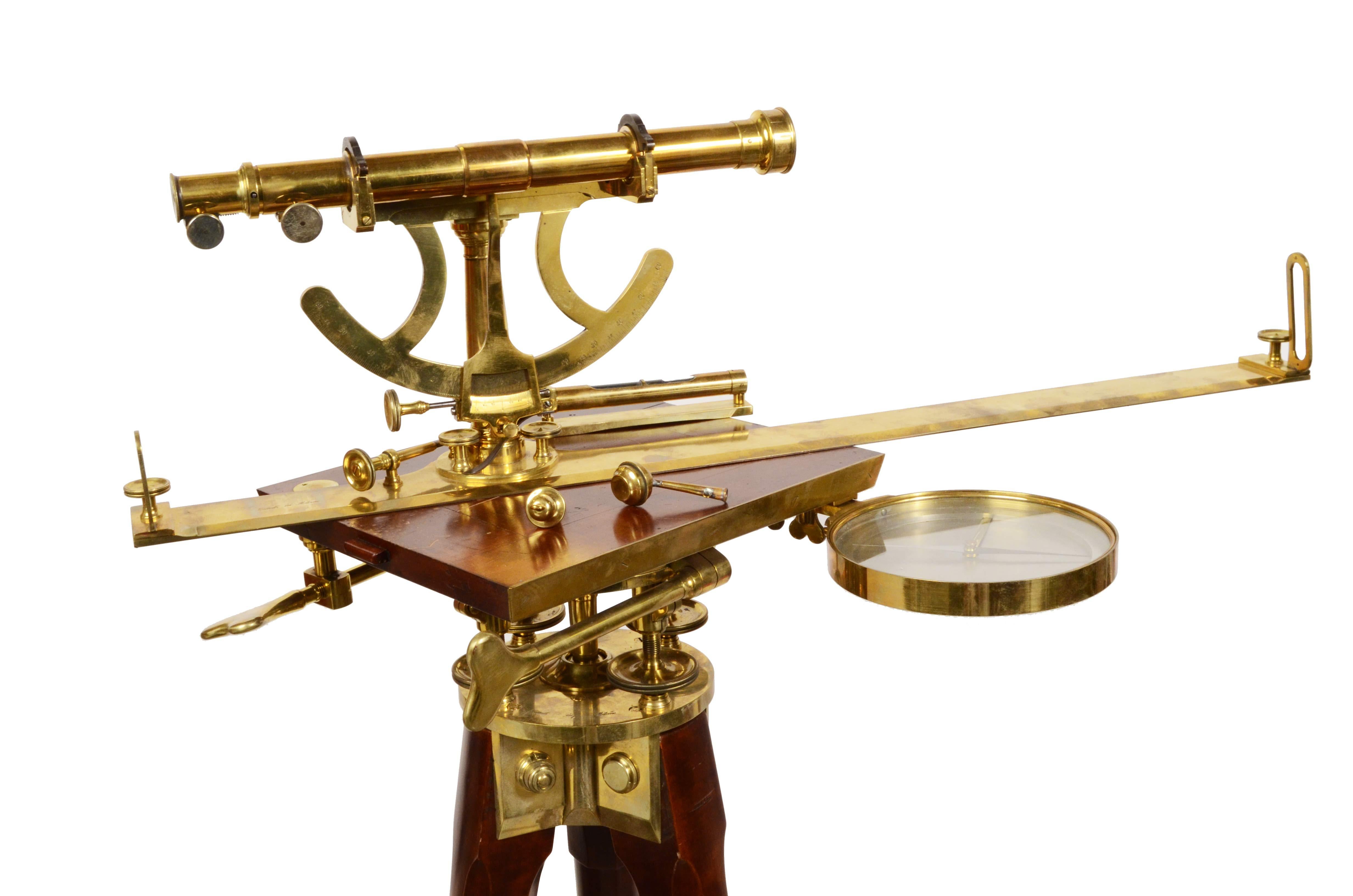 Early 19th Century 1820s Rare Cittelli Milan Brass Wood Praetorian Tablet Antique Surveyor Tool