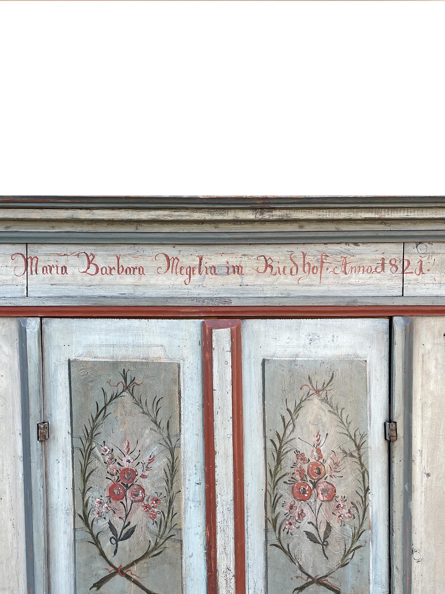 1821 Light Blue Floral Painted Cabinet 3