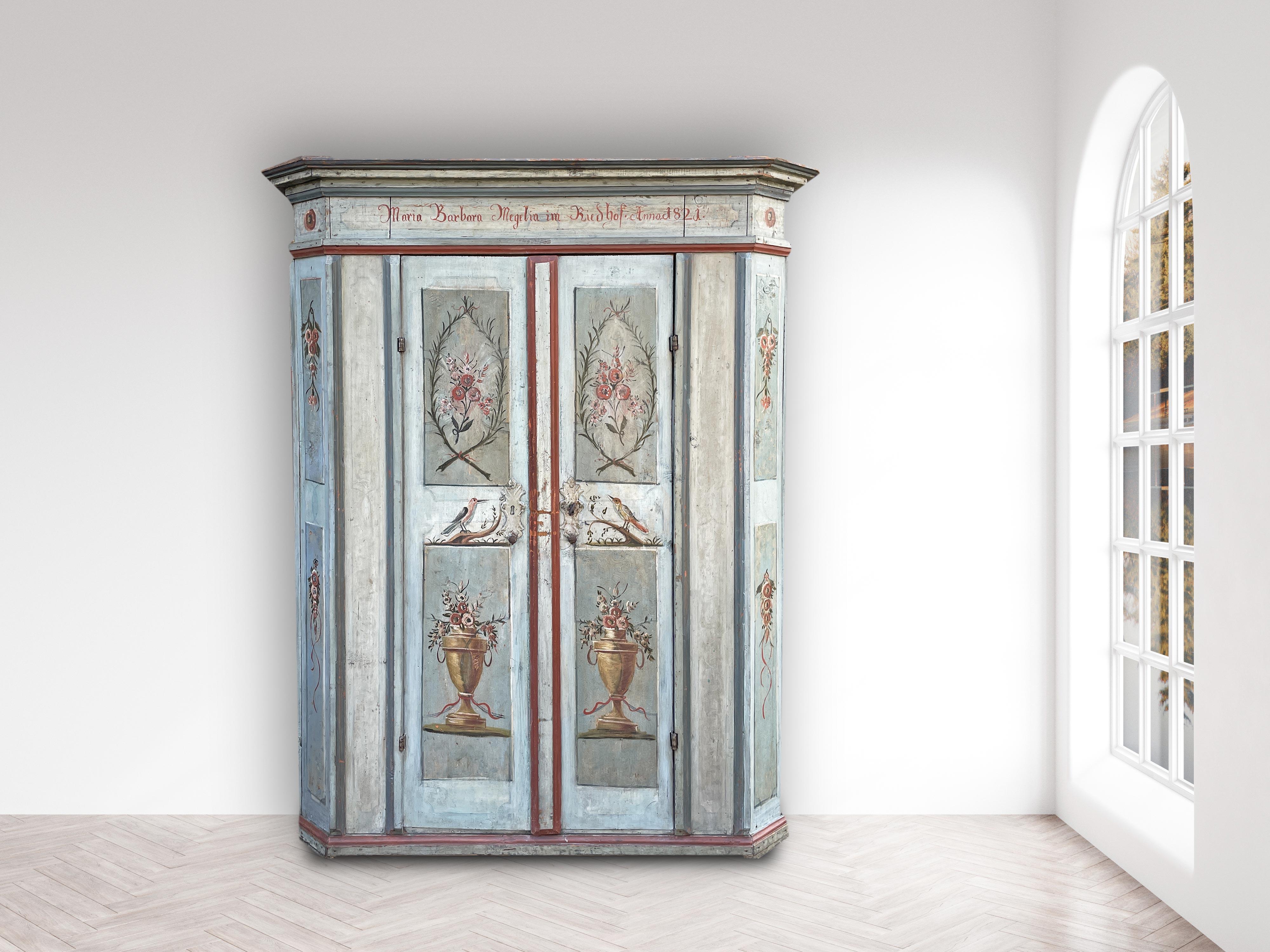 1821 Light Blue Floral Painted Cabinet 6