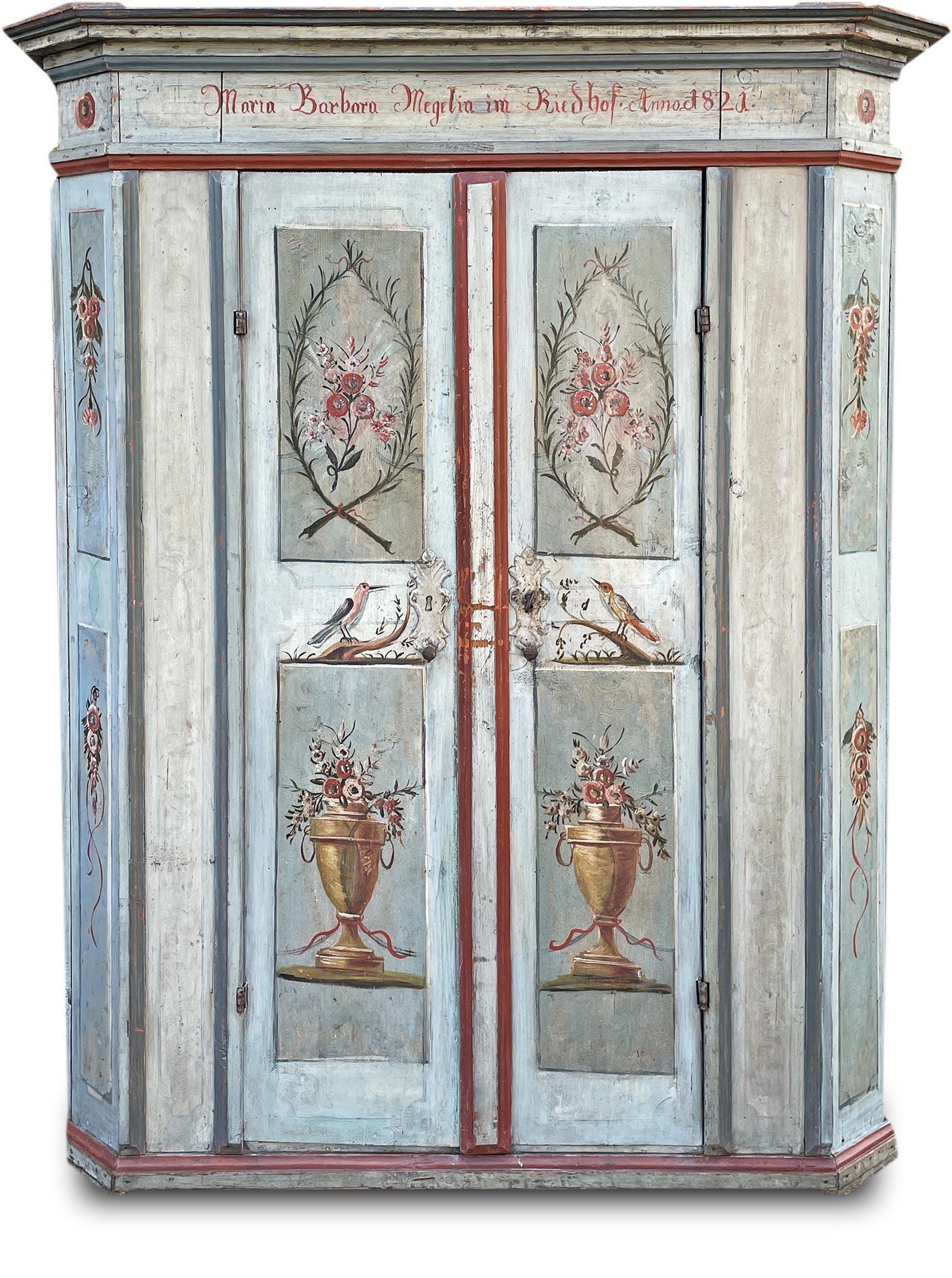 1821 Light Blue Floral Painted Cabinet 8