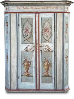 1821 Light Blue Floral Painted Cabinet
