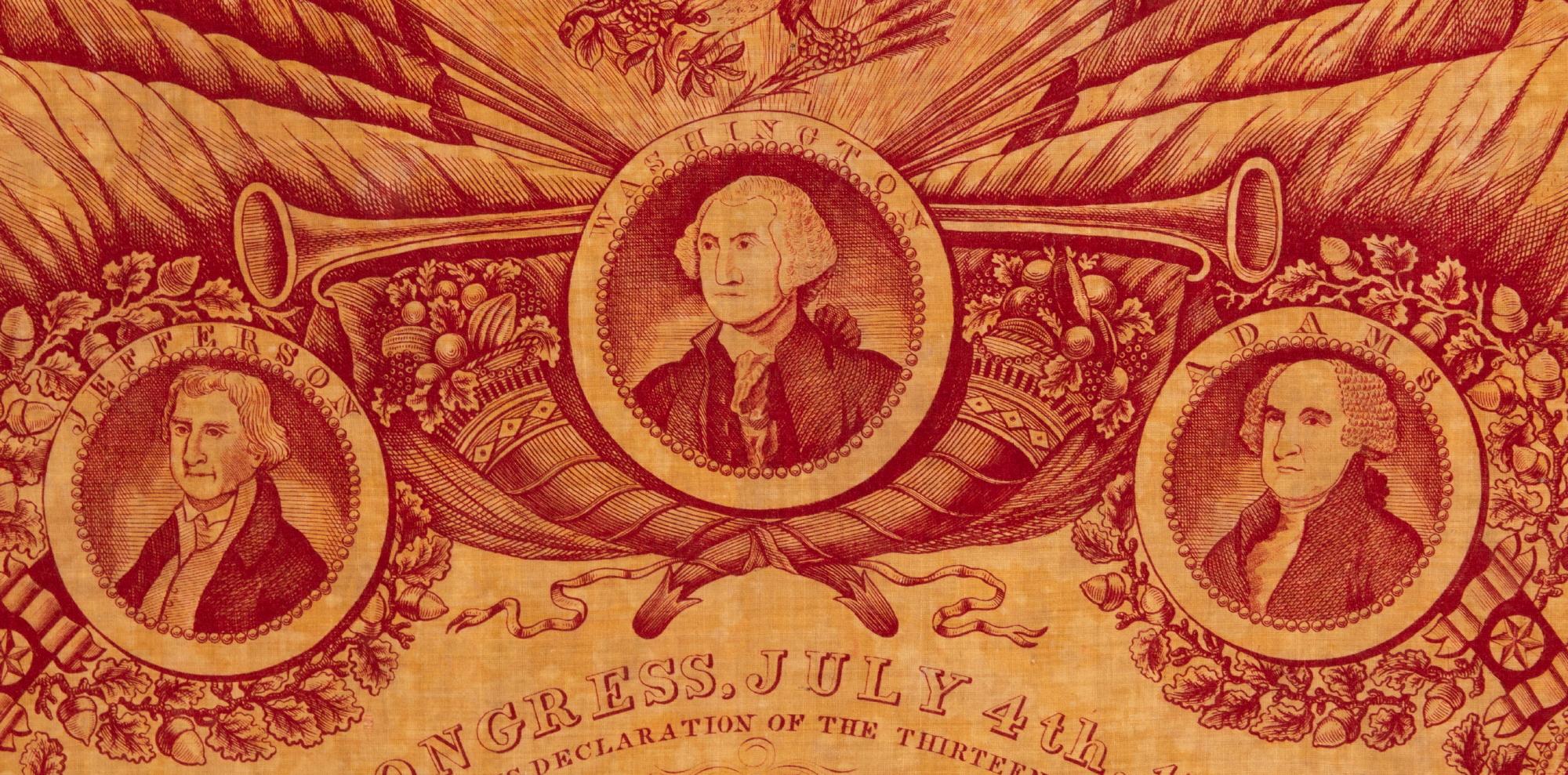 European 1821 Printing of the Declaration of Independence on Cloth