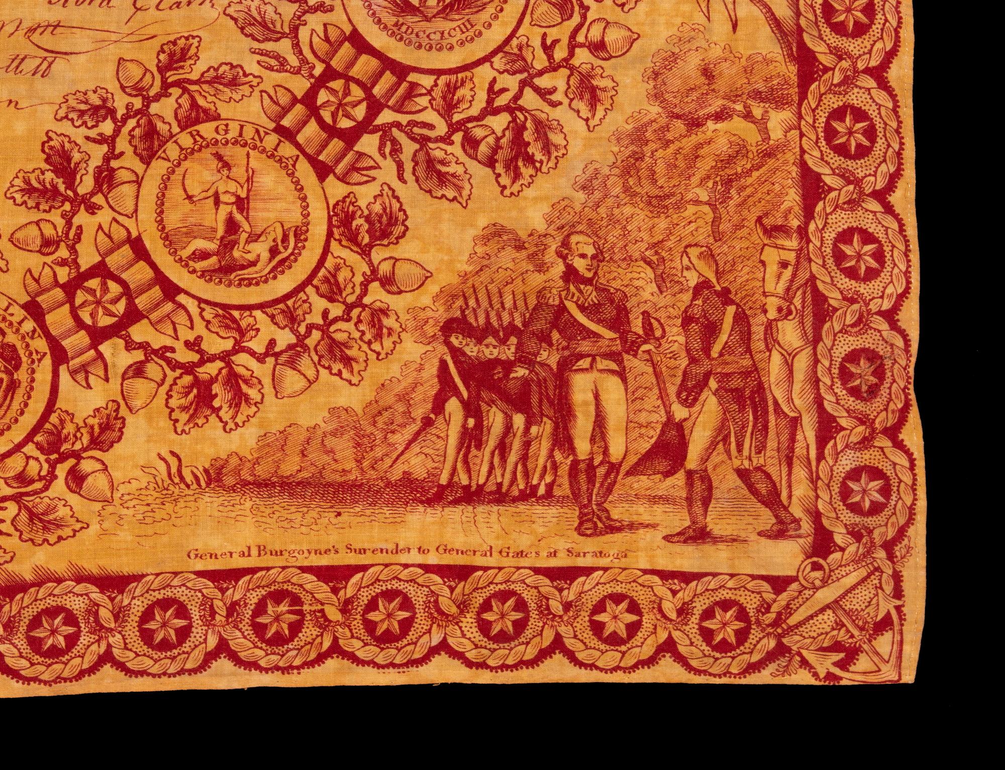 1821 Printing of the Declaration of Independence on Cloth In Excellent Condition In York County, PA