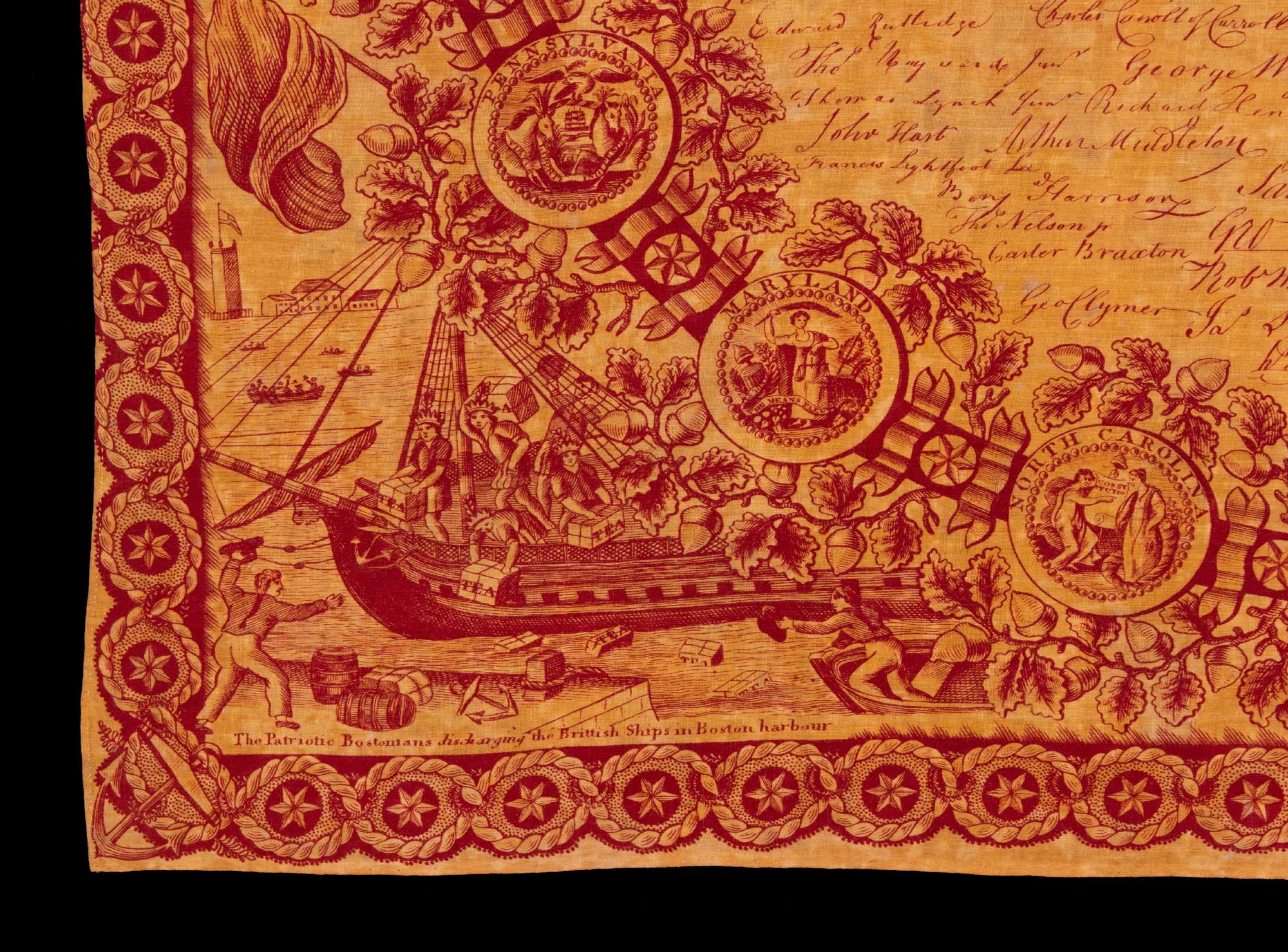Early 19th Century 1821 Printing of the Declaration of Independence on Cloth