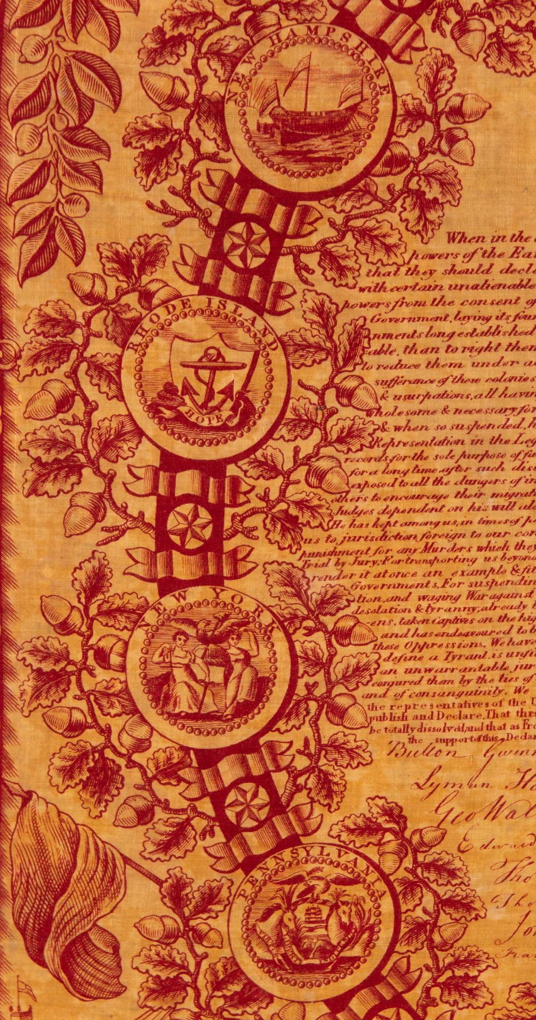 1821 Printing of the Declaration of Independence on Cloth 1