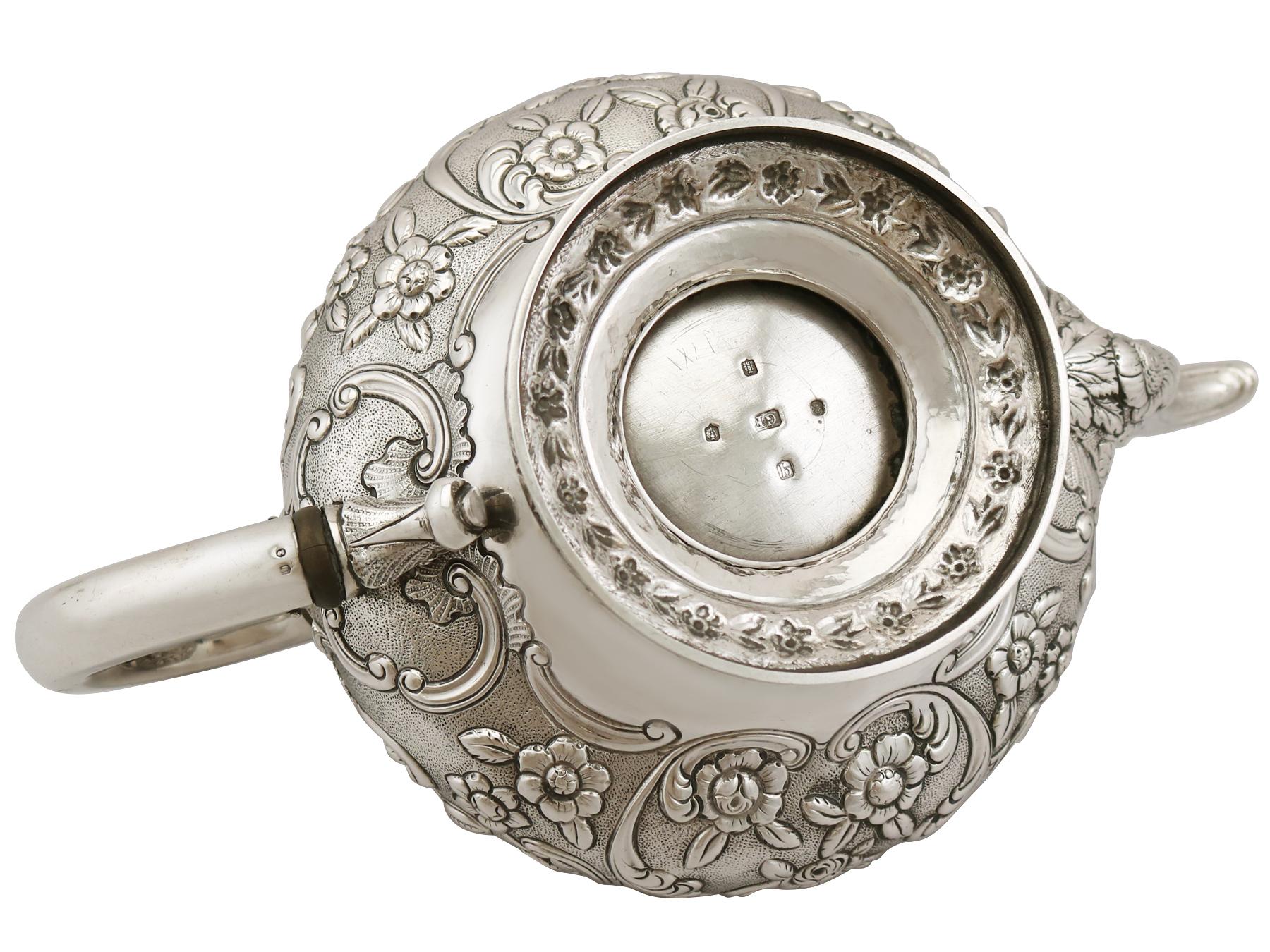 1822 Antique Scottish Sterling Silver Three Piece Tea Service 9