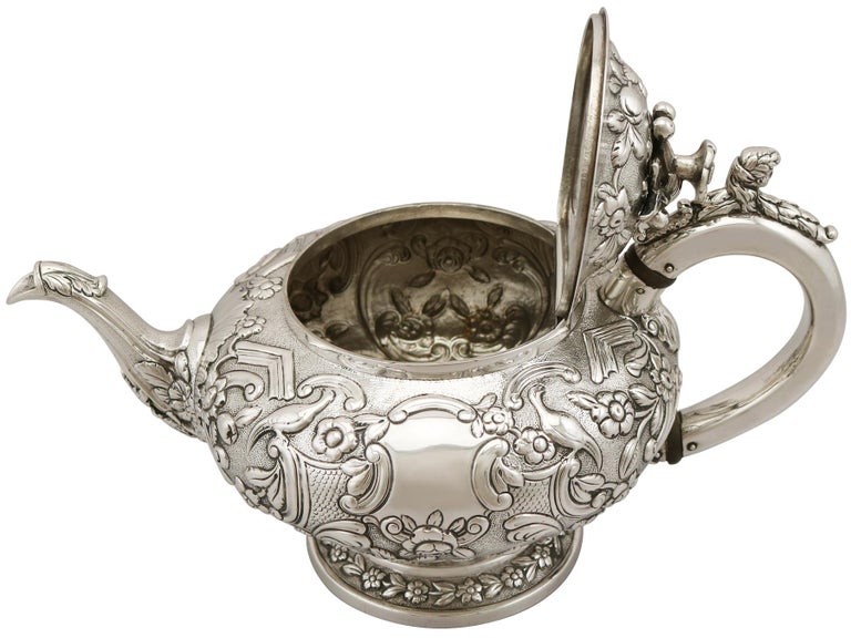 1822 Antique Scottish Sterling Silver Three Piece Tea Service 2