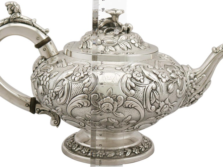 1822 Antique Scottish Sterling Silver Three Piece Tea Service 3