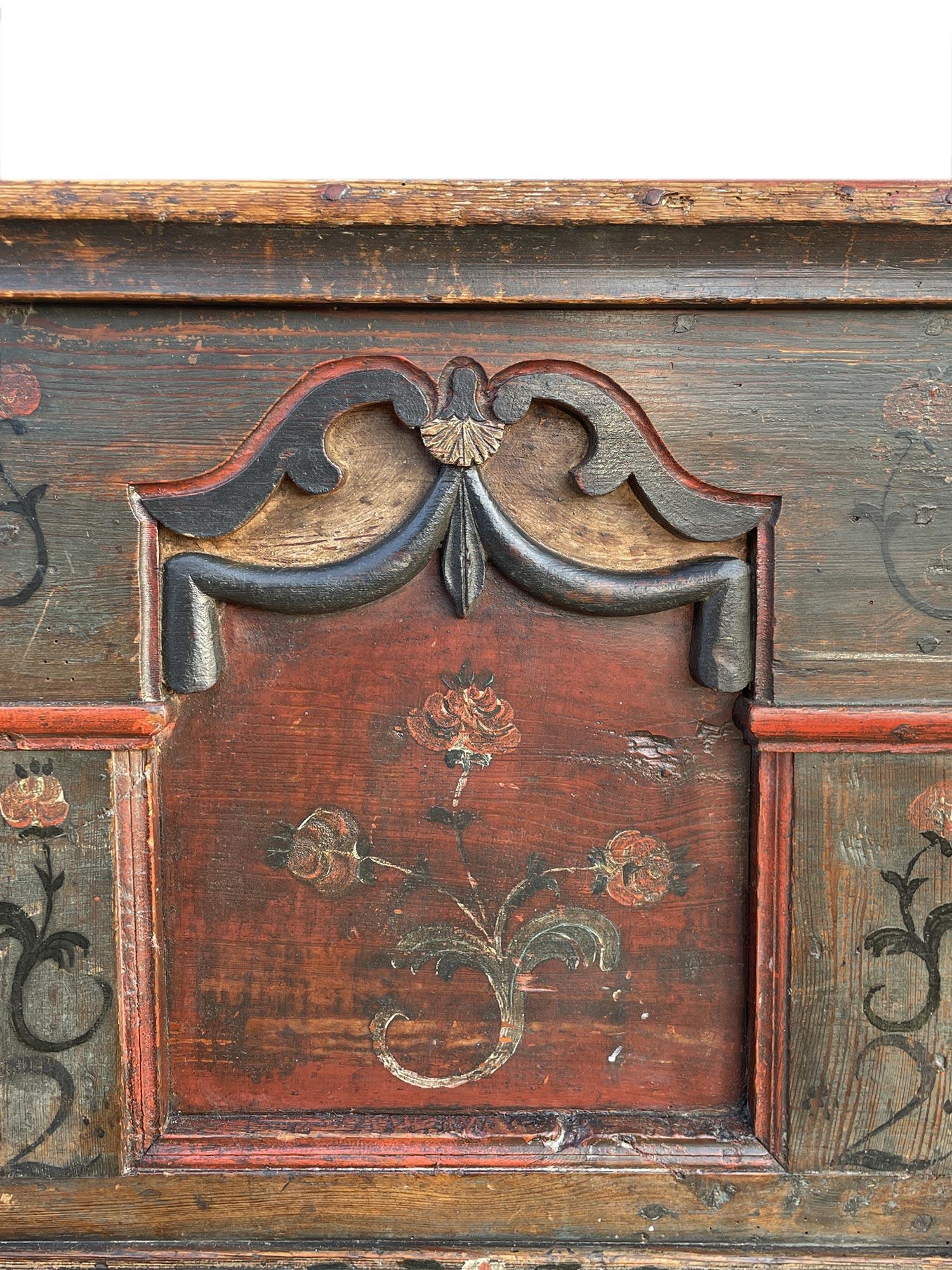1822 Blue Floral Painted Alpine Chest For Sale 8