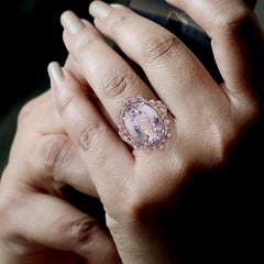 Meghna Jewels 18.22 Carat Kunzite Diamond 14 Karat Gold Ring
