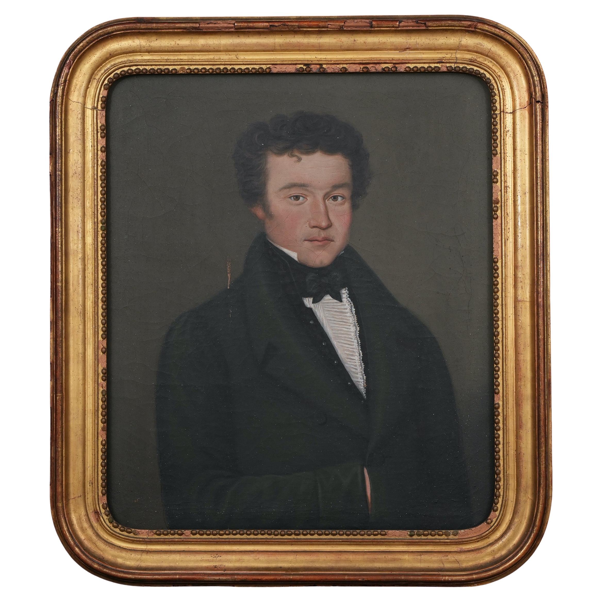 1822 Olio su tela firmato e datato Ritratto di uomo