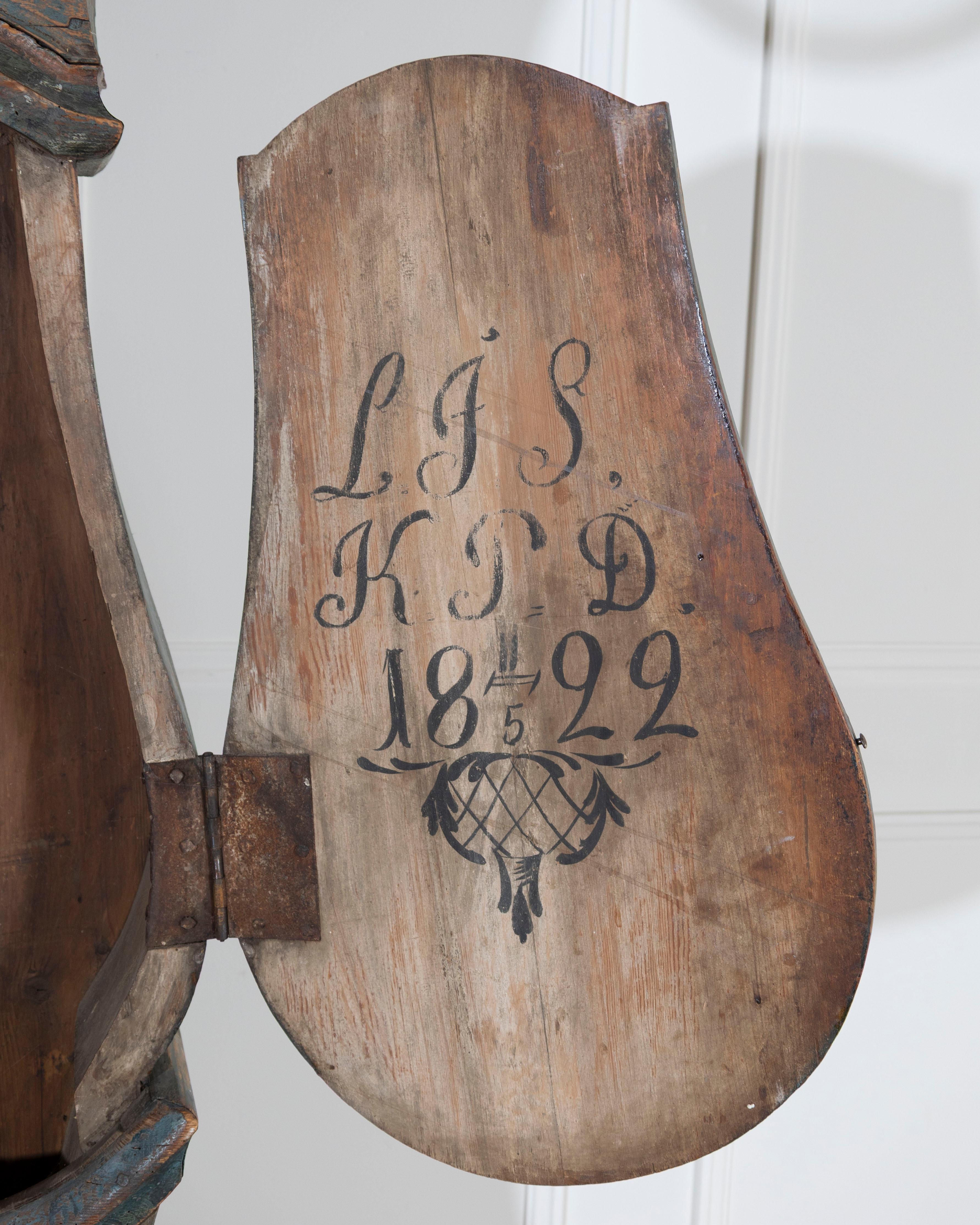 1822 Swedish Folk Art Tall Case Clock with Original Paint For Sale 5