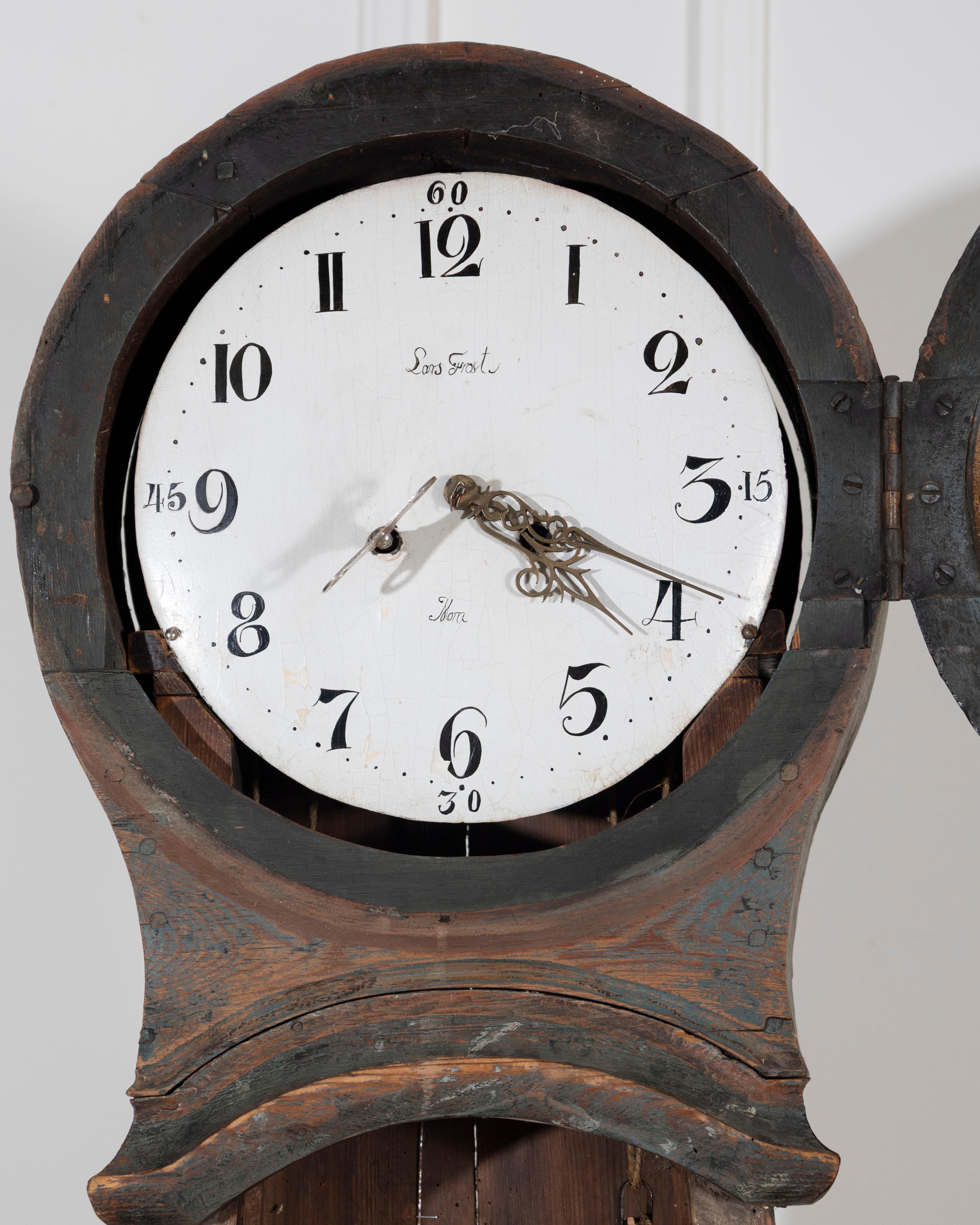 1822 Swedish Folk Art Tall Case Clock with Original Paint For Sale 7