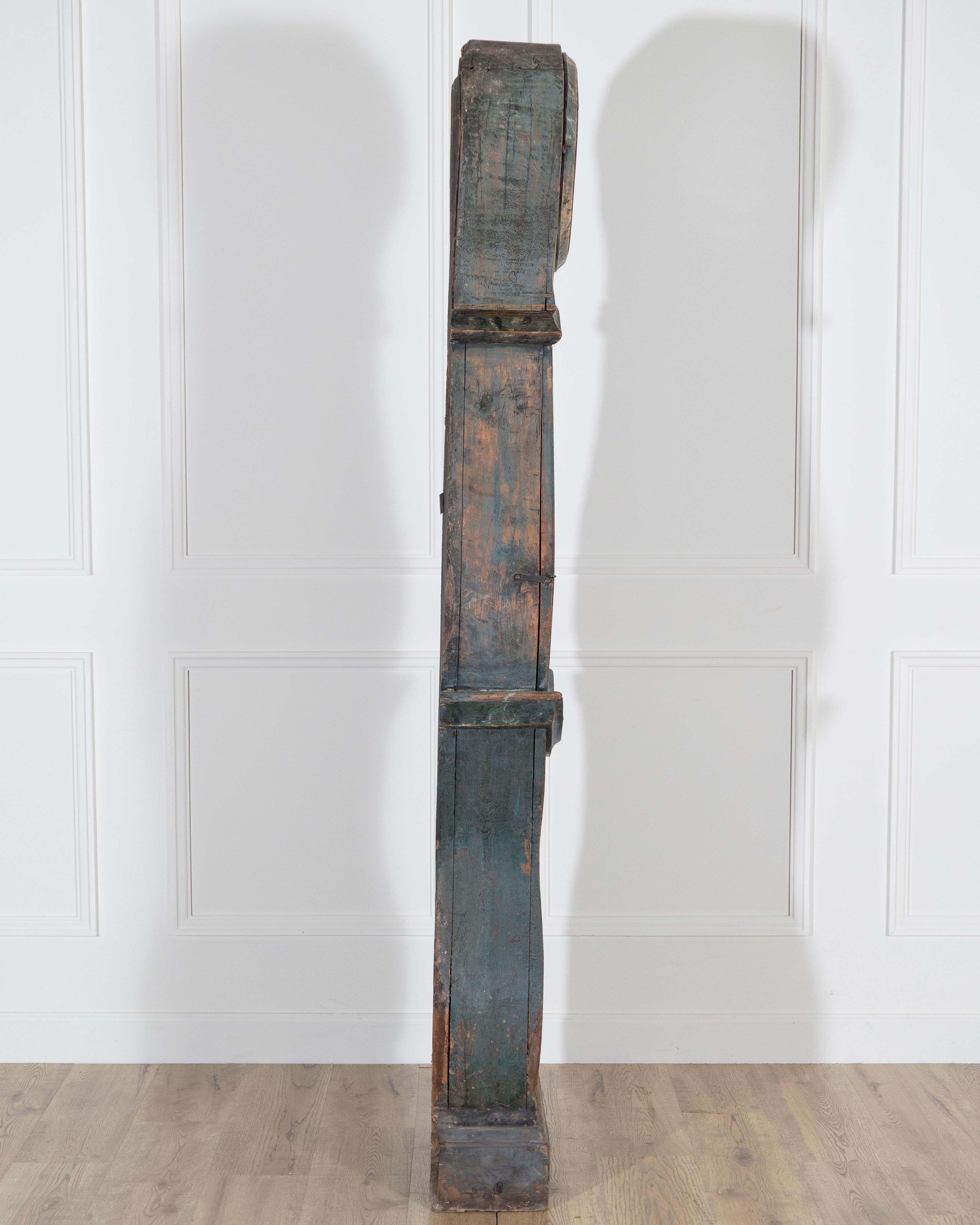 1822 Swedish Folk Art Tall Case Clock with Original Paint For Sale 11