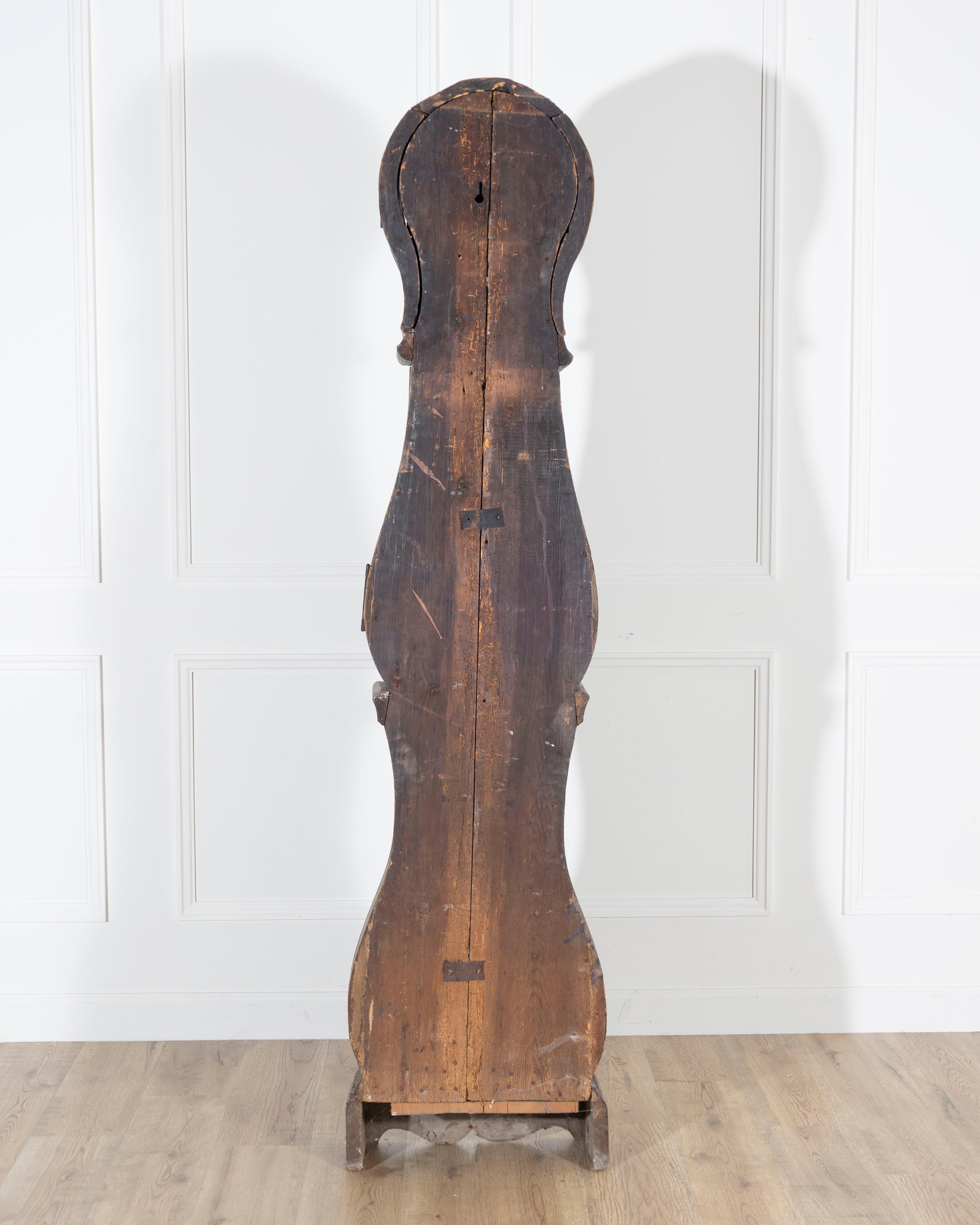 1822 Swedish Folk Art Tall Case Clock with Original Paint For Sale 12