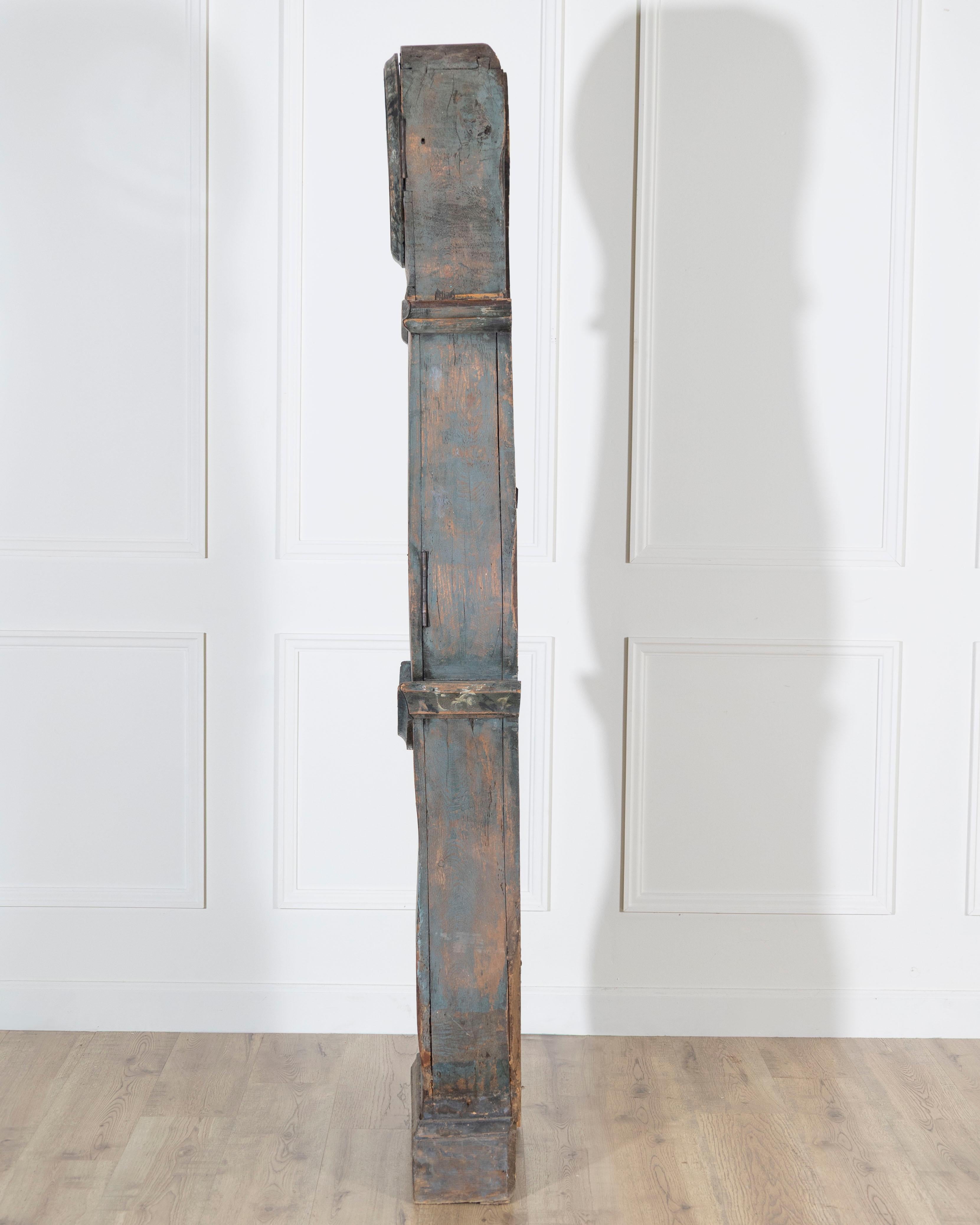1822 Swedish Folk Art Tall Case Clock with Original Paint For Sale 13