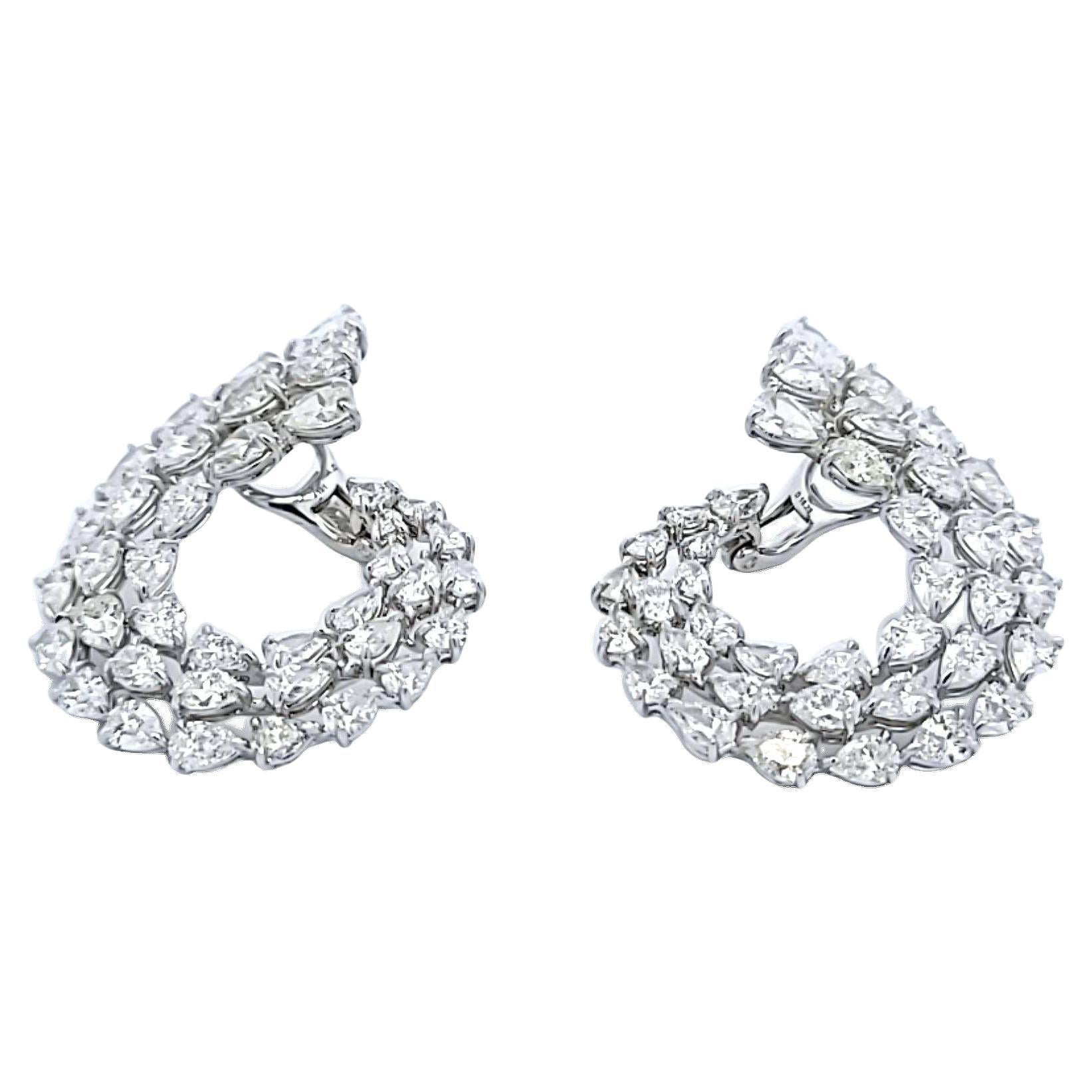 Boucles d'oreilles en platine avec diamant I SI1 de 18,23 carats en forme de poire