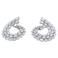 18.23 Carat Pear Shape I SI1 Diamond Platinum Cluster Earrings
