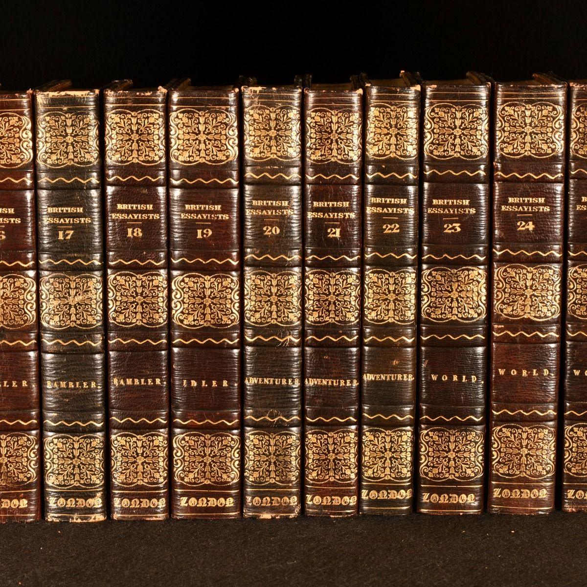 Une collection complète et élégamment reliée de journaux et périodiques d'essayistes britanniques du XVIIIe siècle, compilée par James Ferguson.

Complet en quarante volumes. Deuxième édition. Compilé et édité par James Ferguson, auteur et éditeur