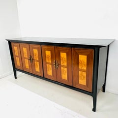 #1823 Vintage Ebonized Wood & Burl Sideboard / Buffet