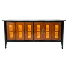 #1823 Vintage Ebonized Wood & Burl Sideboard / Buffet