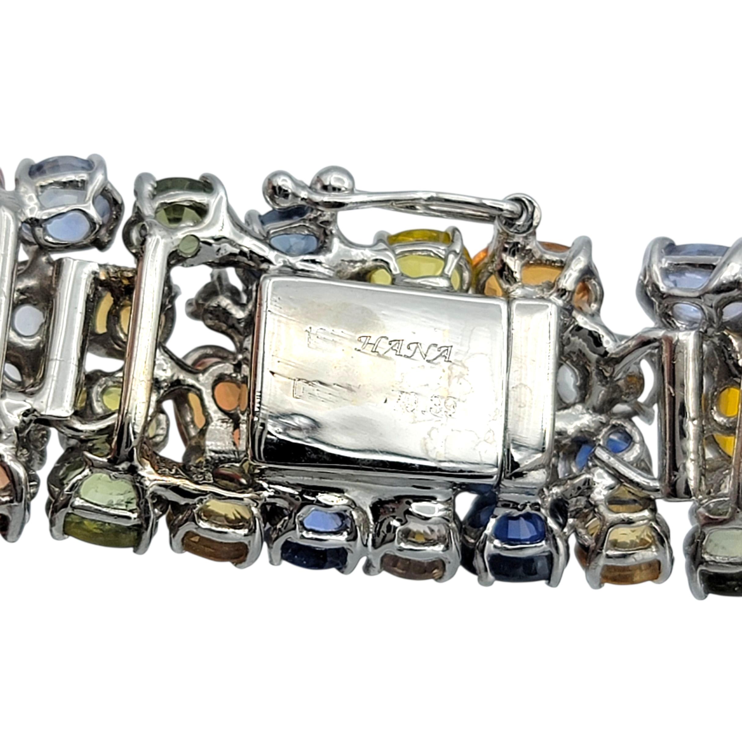 182.39 Carats Total Multi-Sapphire & Diamond Collar Necklace 18 Karat White Gold For Sale 2