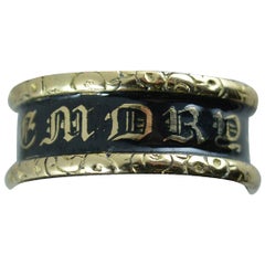 1824 William IV 18 Carat Gold and Enamel in Memory of Mourning Band Ring