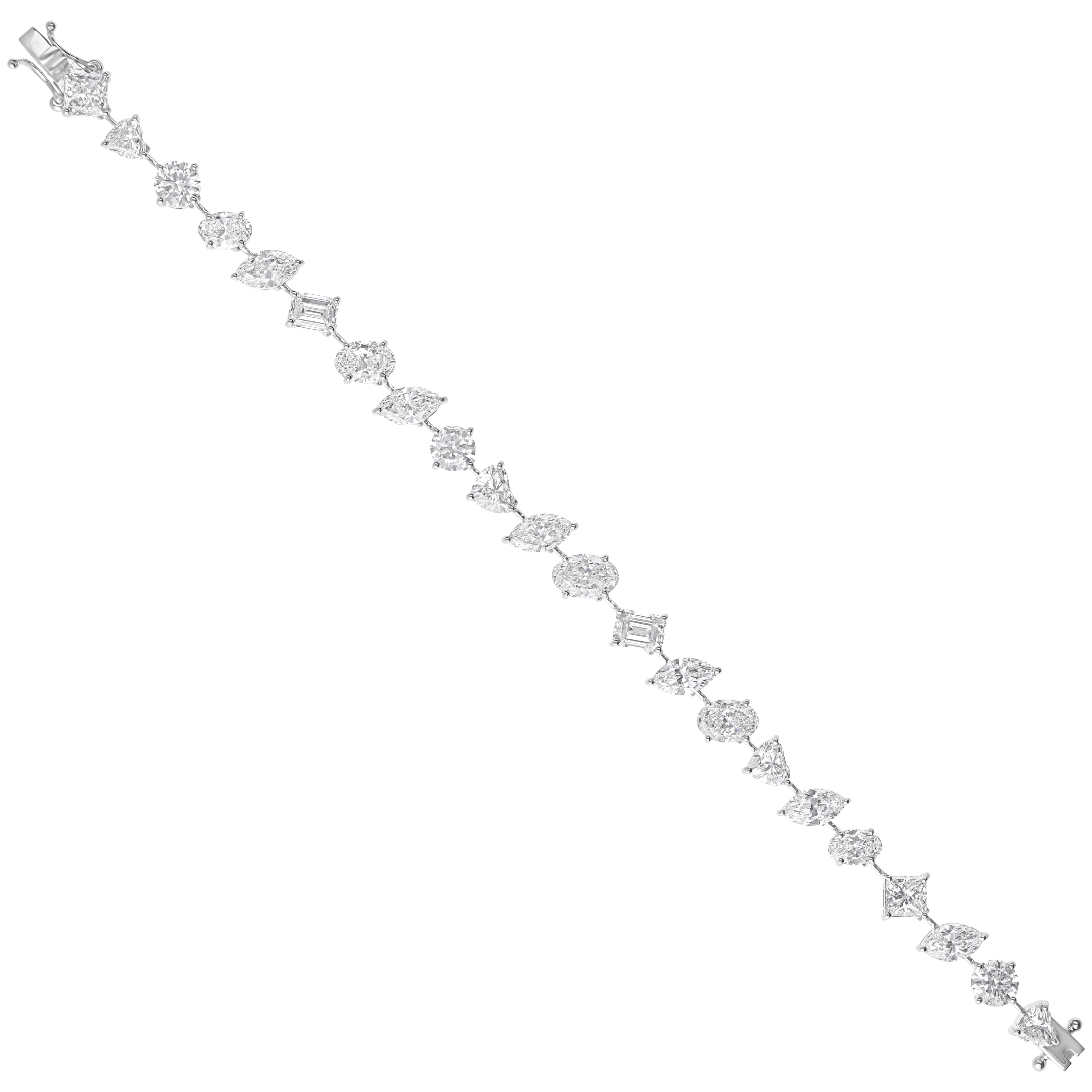 18.24Ct SI/H Pulsera de tenis de diamantes talla mixta Oro blanco 18k Todos los aranceles pagados