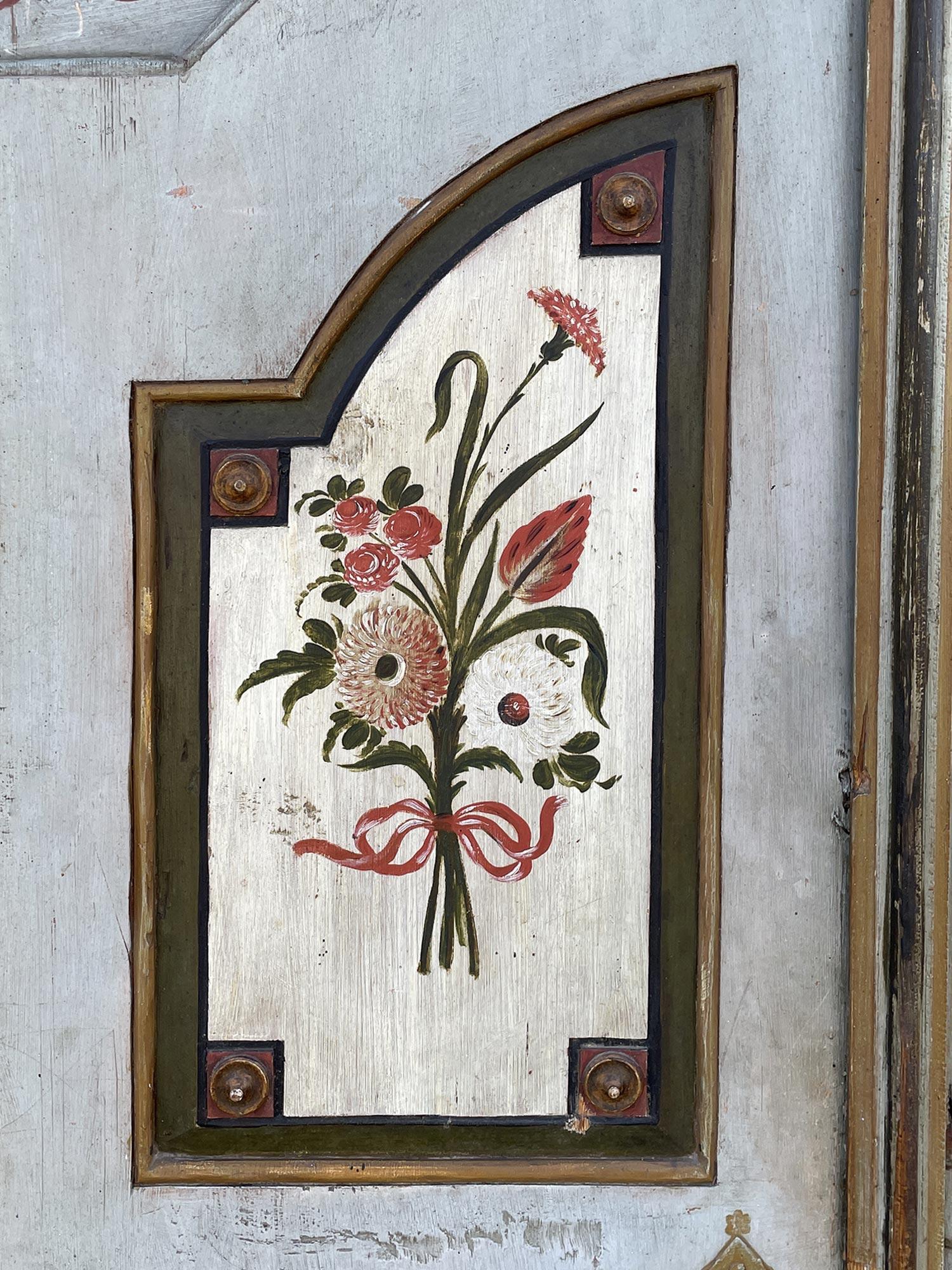 1825 Blue Floral Painted Alpine Cabinet 2