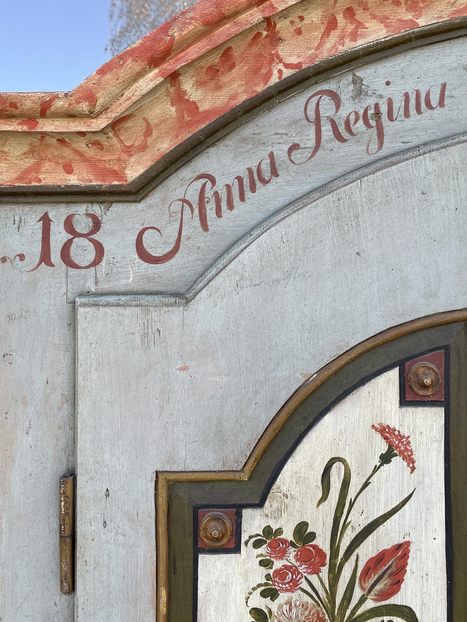 1825 Blue Floral Painted Alpine Cabinet 3
