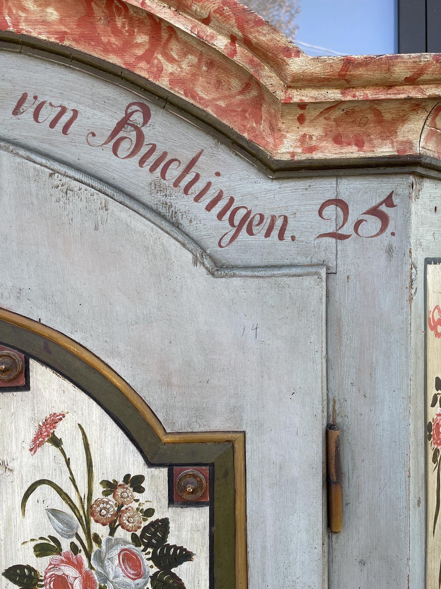 1825 Blue Floral Painted Alpine Cabinet 4