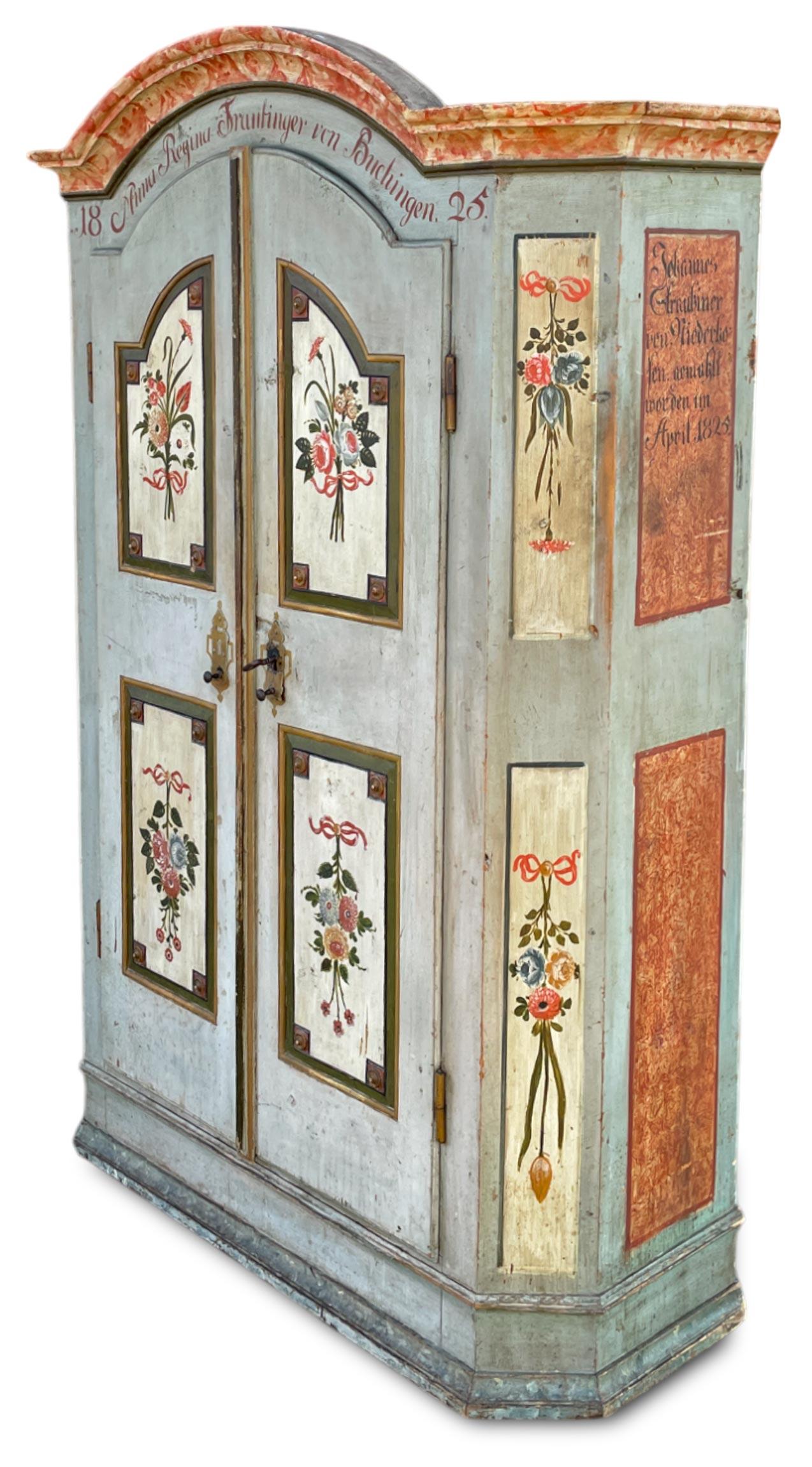 Fir 1825 Blue Floral Painted Alpine Cabinet