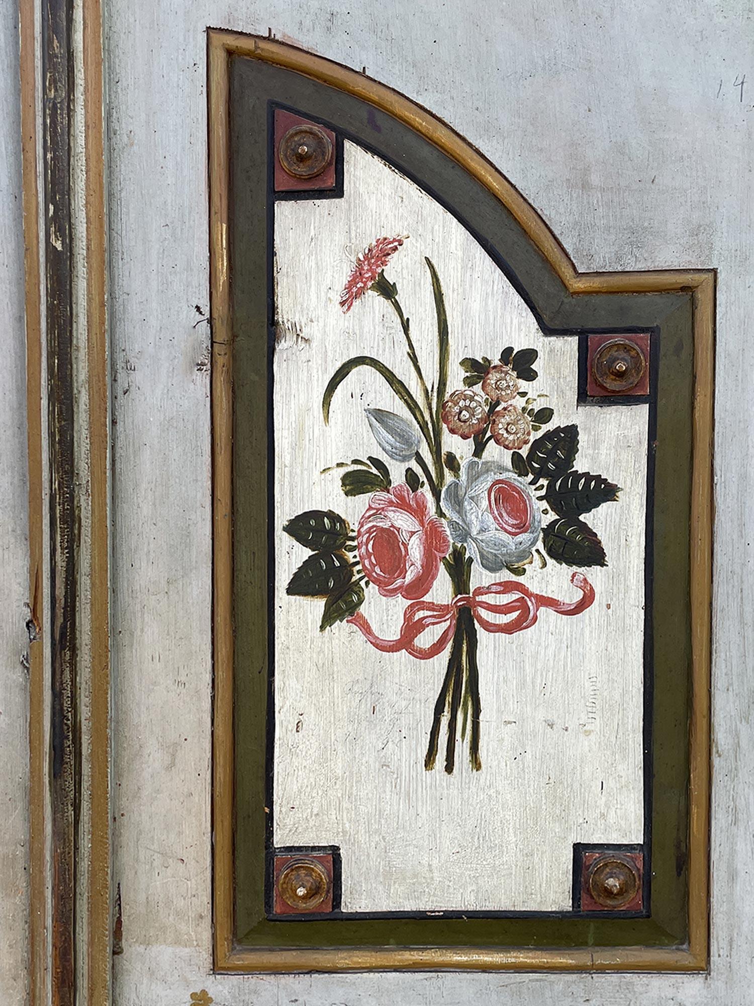 1825 Blue Floral Painted Alpine Cabinet 1